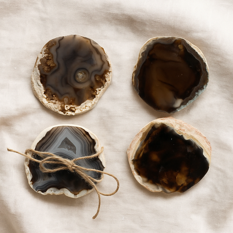 Brown Agate Coasters (Set of 4)
