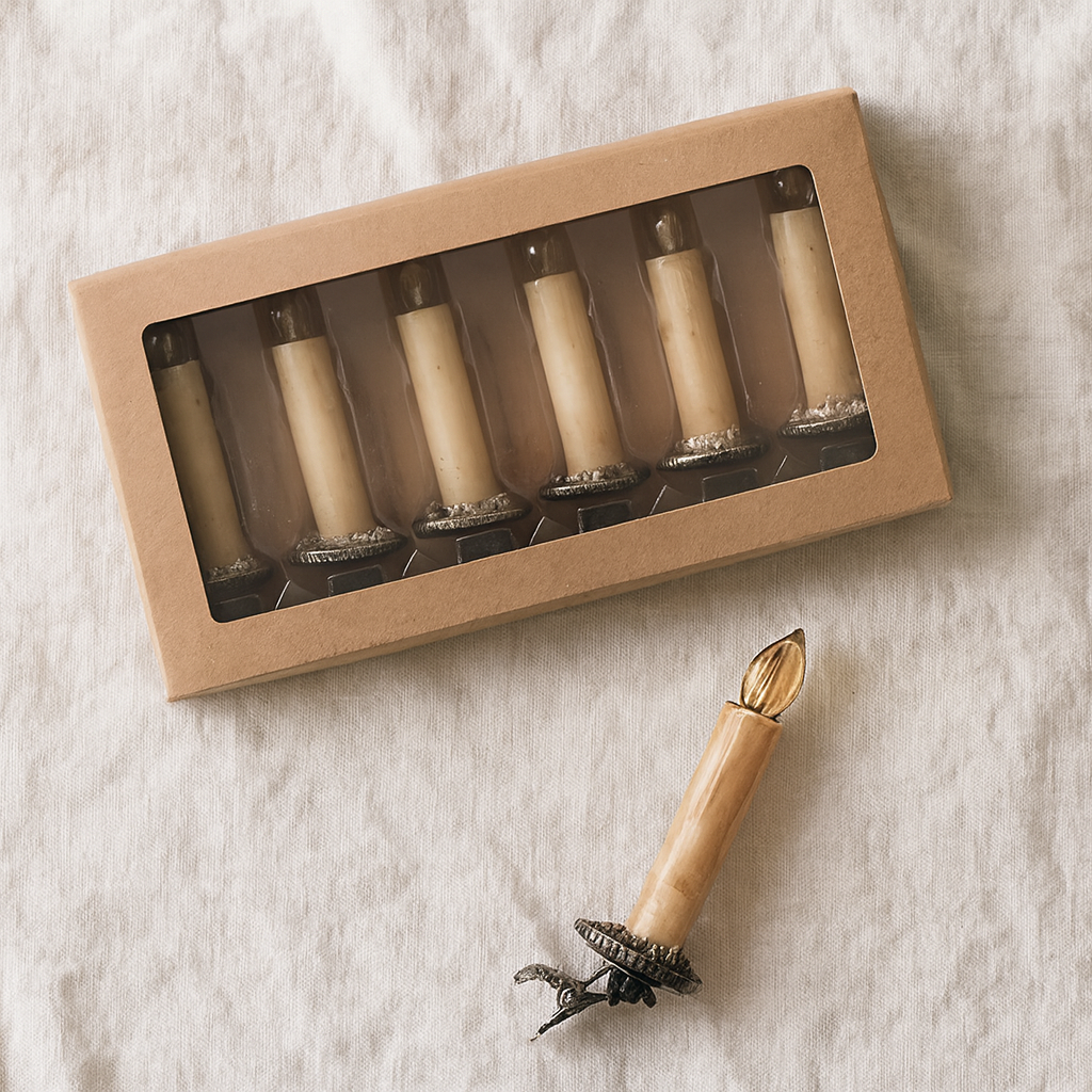 Clip-On Plastic Candle Ornaments w/ Tinsel