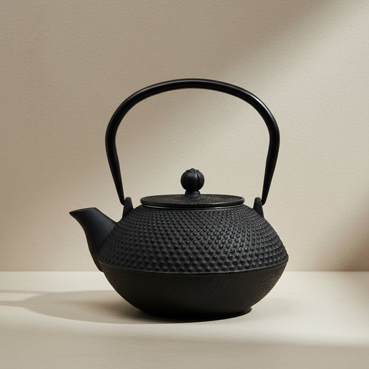 Black Hobnail Cast Iron Teapot