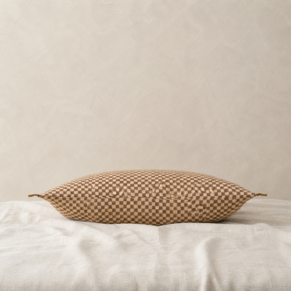 Checkered Linen Lumbar Pillow - 16"x24"