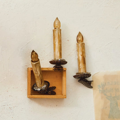 Clip-On Plastic Candle Ornaments w/ Tinsel