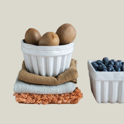 Stoneware Pleated Round Bowl