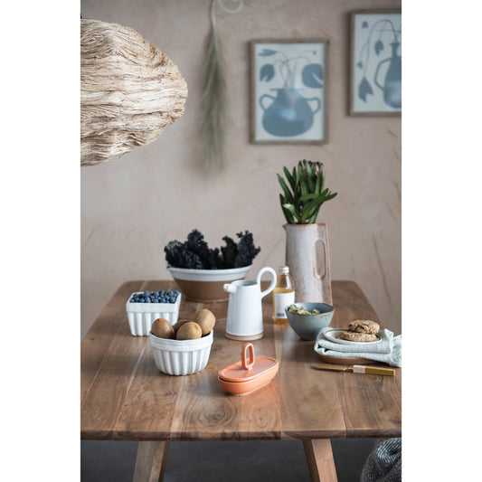 Stoneware Pleated Square Bowl