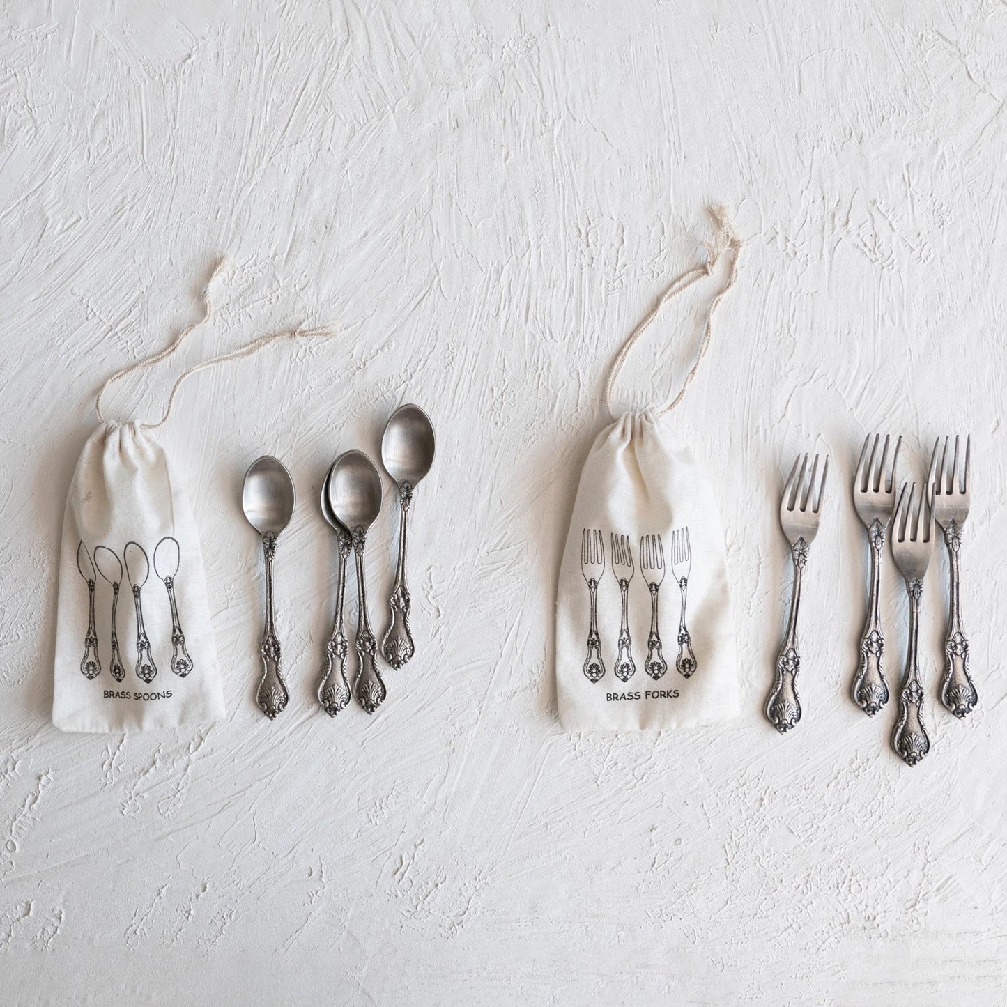 Embossed Brass Appetizer Spoons