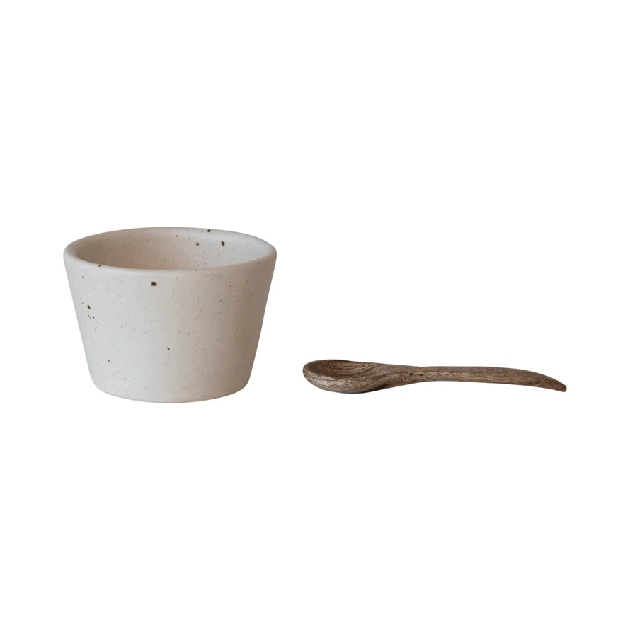 Stoneware Bowl with Wooden Spoon