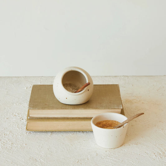 Stoneware Bowl with Wooden Spoon