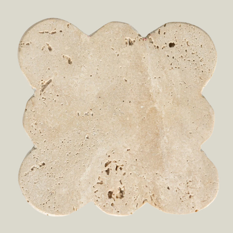Travertine Coasters With Scalloped Edge