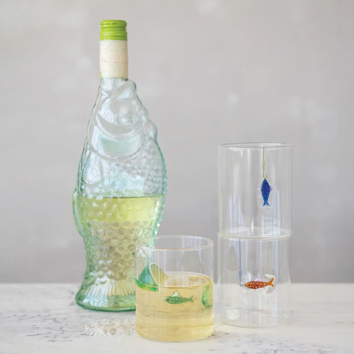 Fish-on-Hook Drinking Glass