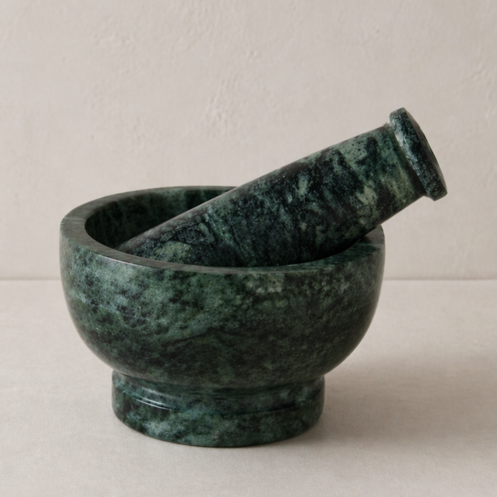 Green Marble Mortar & Pestle