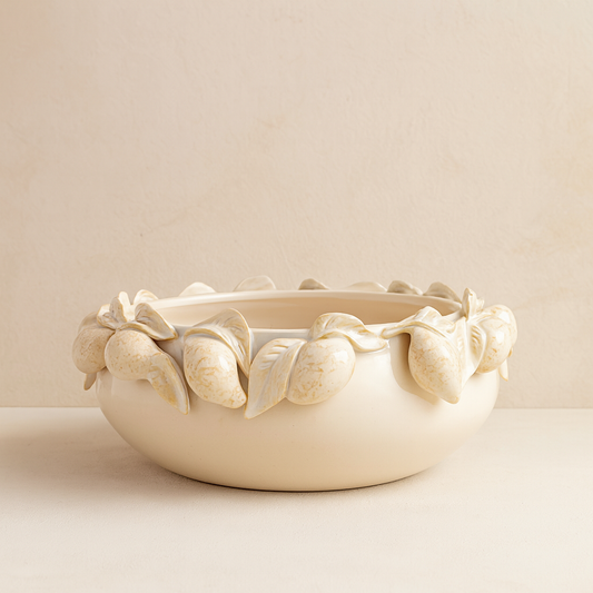 Lemon Rim Stoneware Serving Bowl