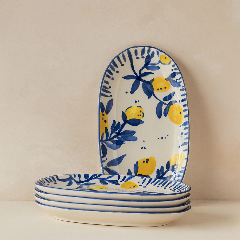 Lemon Hand-Painted Stoneware Platter