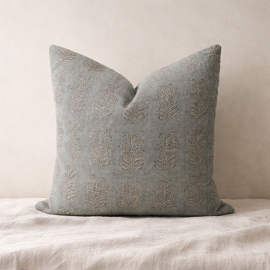 Linen Block Print Pillow