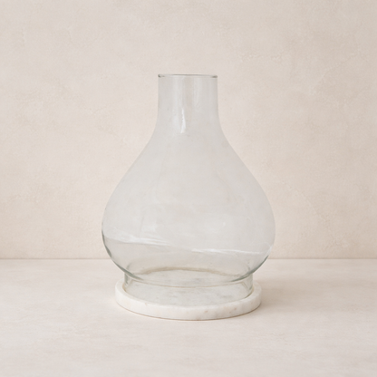 Marble Base Glass Hurricane