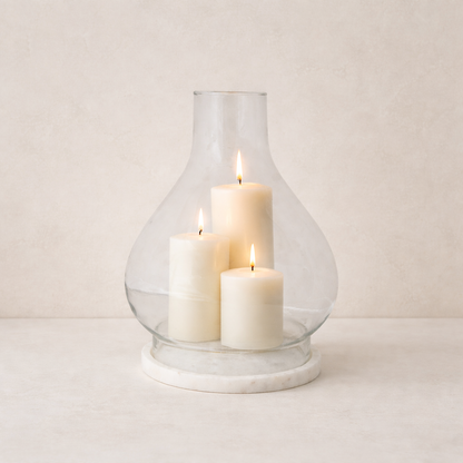 Marble Base Glass Hurricane