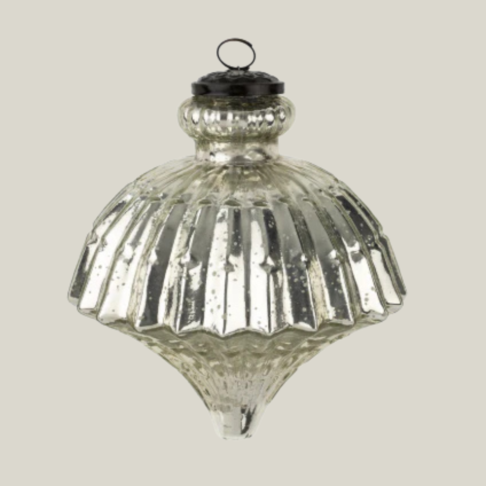 Mercury Glass Pleated Ornament