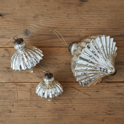 Mercury Glass Pleated Ornament