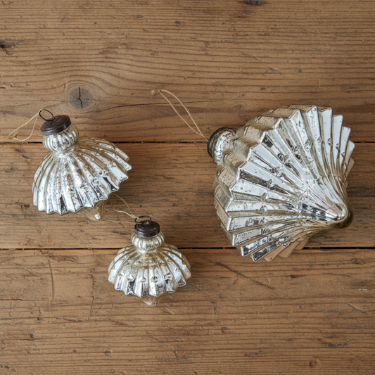 Mercury Glass Pleated Ornament