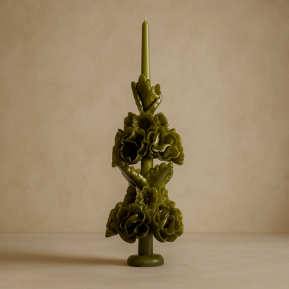 Oaxacan Handmade Floral Taper Candle