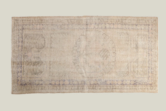 Cream Vintage Oushak Runner - 2'6" x 4'10"