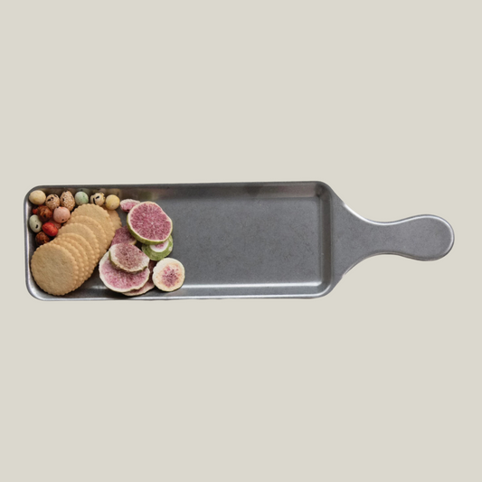 Brushed Pewter Handled Serving Tray