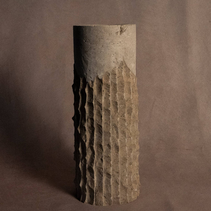Raw-Cut Organic Travertine Vase