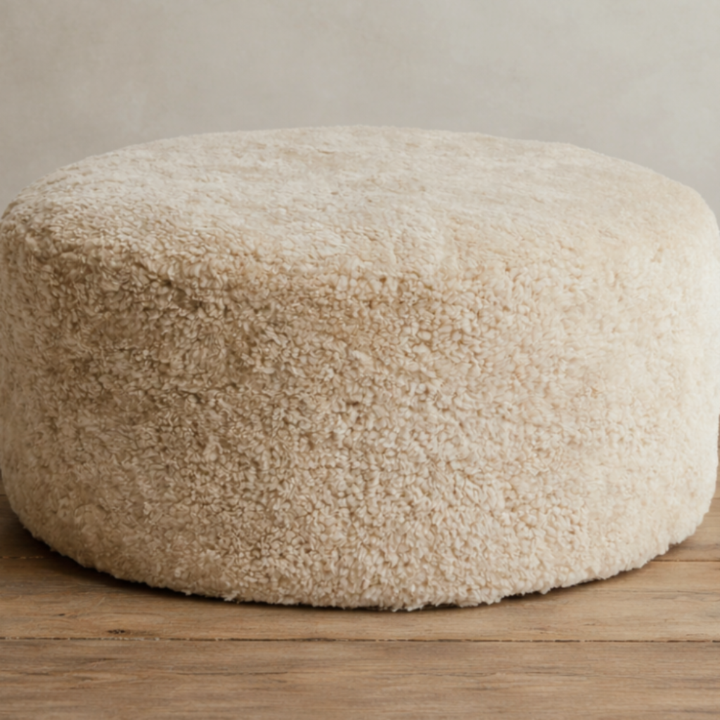 Shorn Curly Sheepskin Pouf
