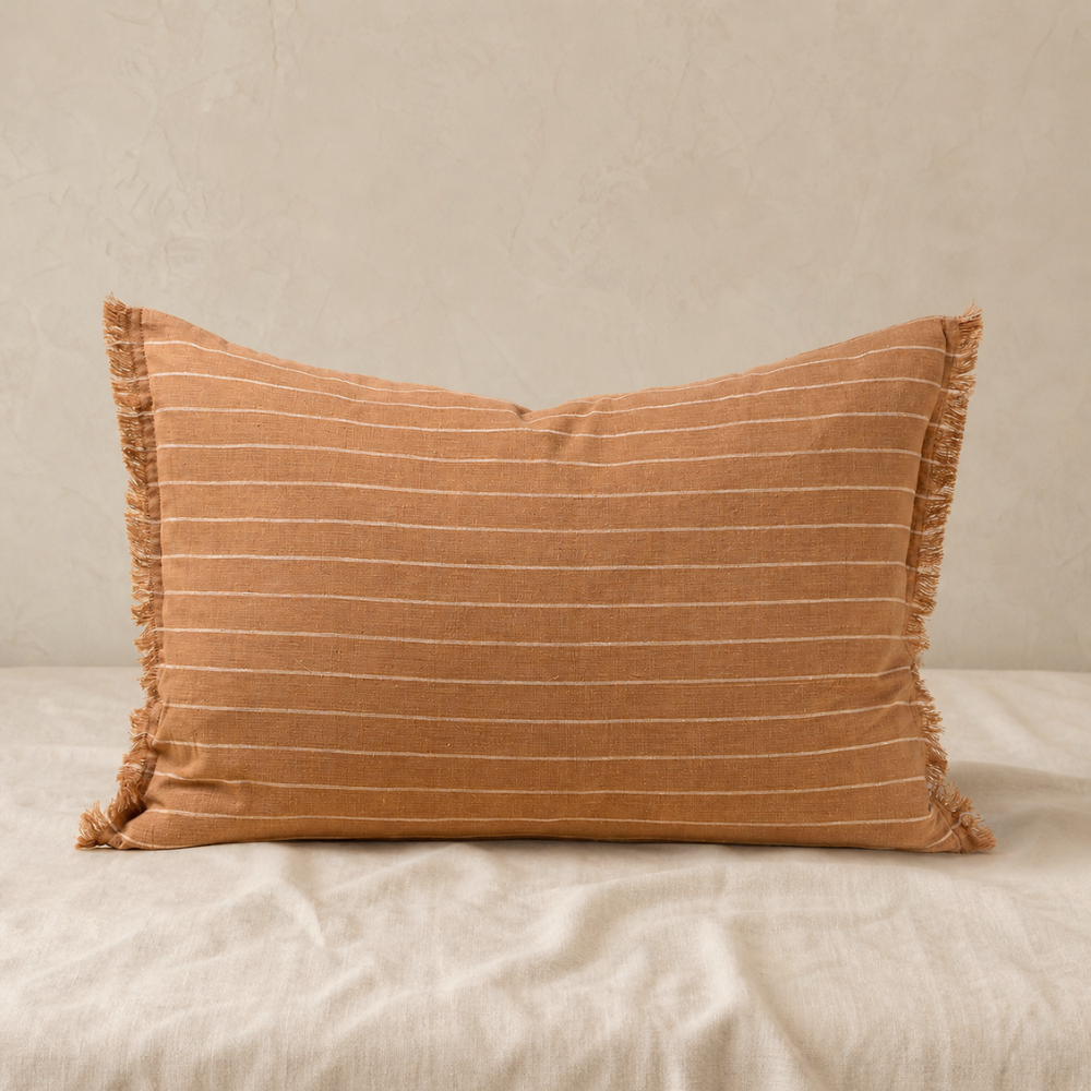 Stripe Fringe Lumbar Pillow - 16"x24"