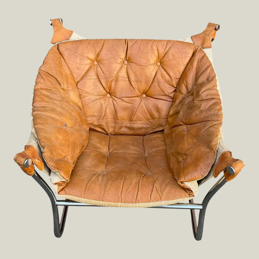 Vintage Leather Sling Chair