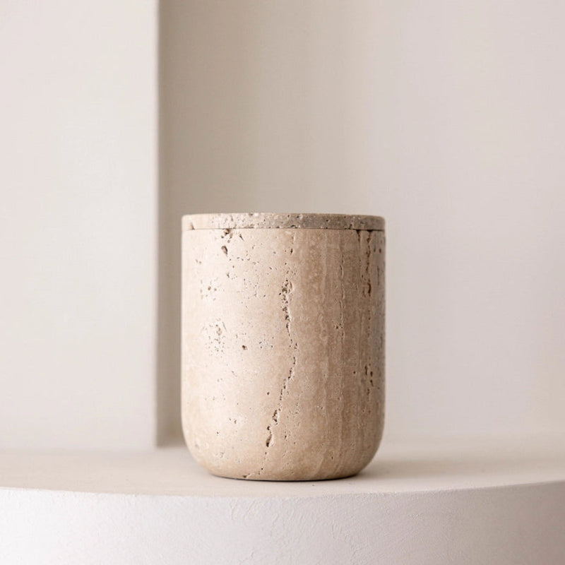 Travertine Lidded Cannister