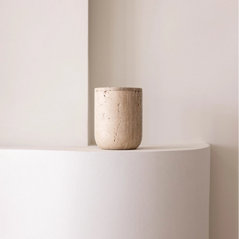 Travertine Lidded Cannister