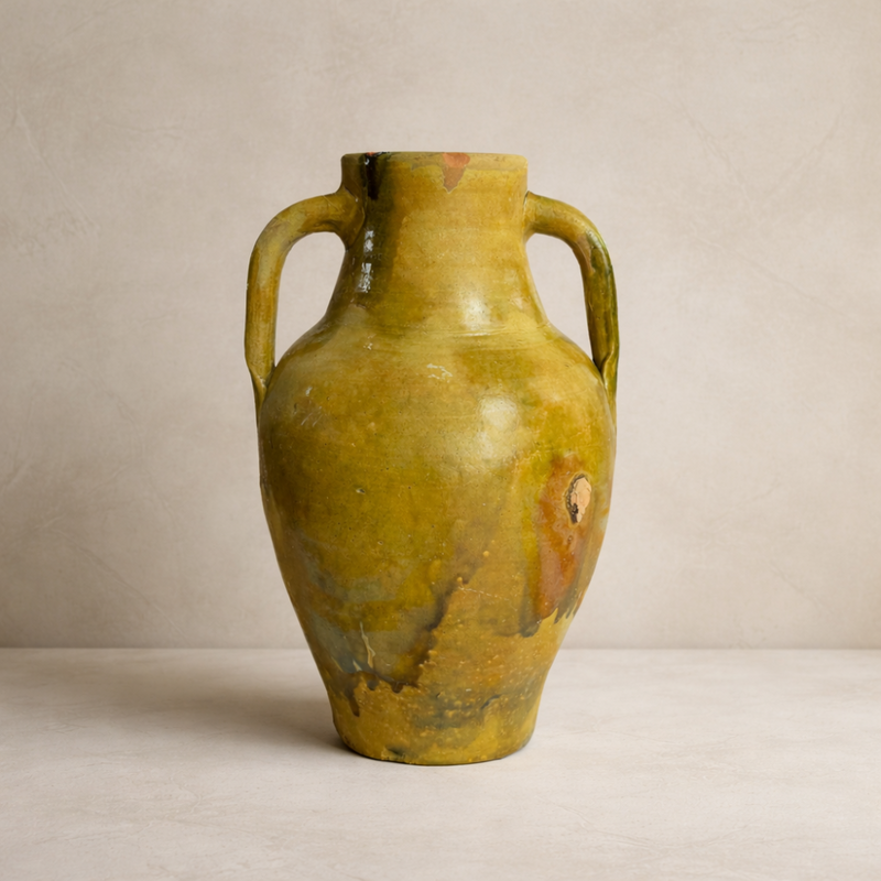 Vintage Glazed Olive Jar