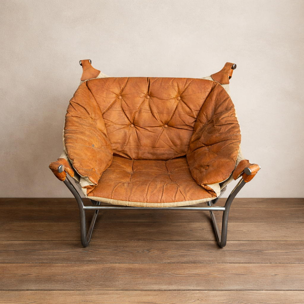 Vintage Leather Sling Chair
