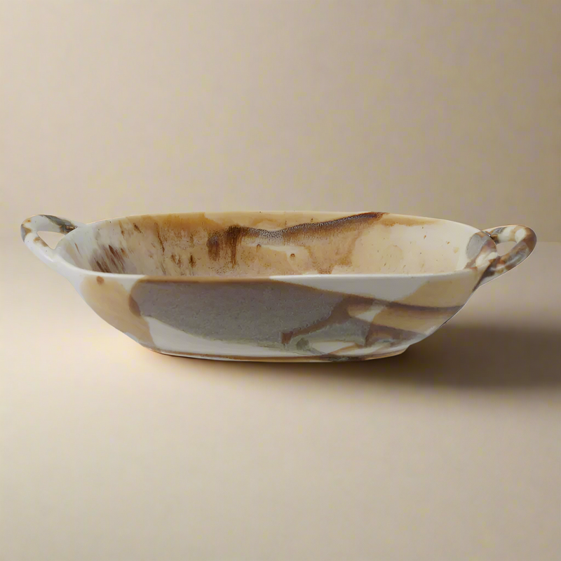 Watercolor Serving Dish With Handles