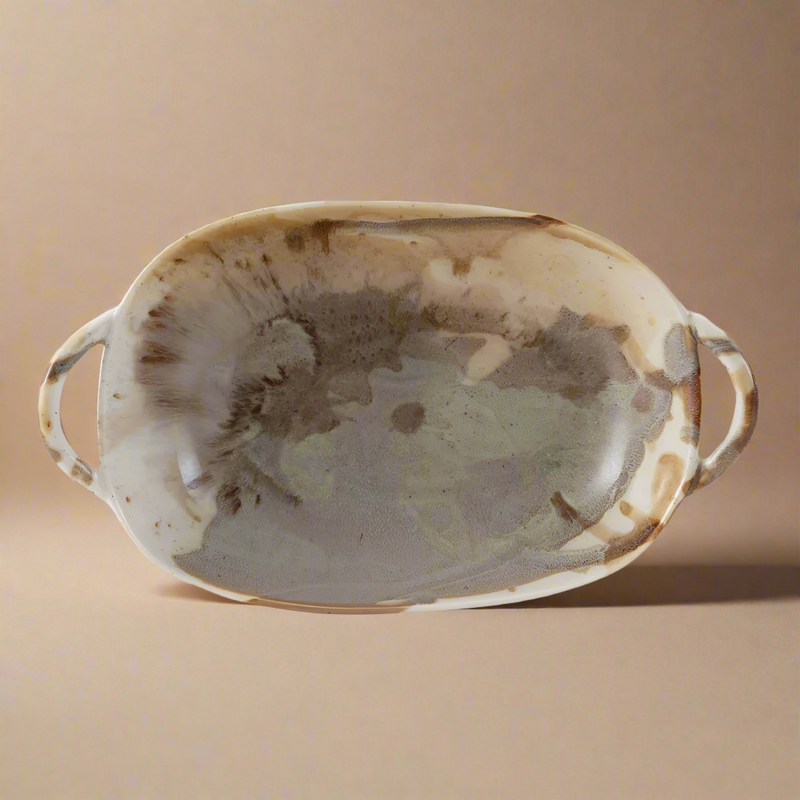 Watercolor Serving Dish With Handles