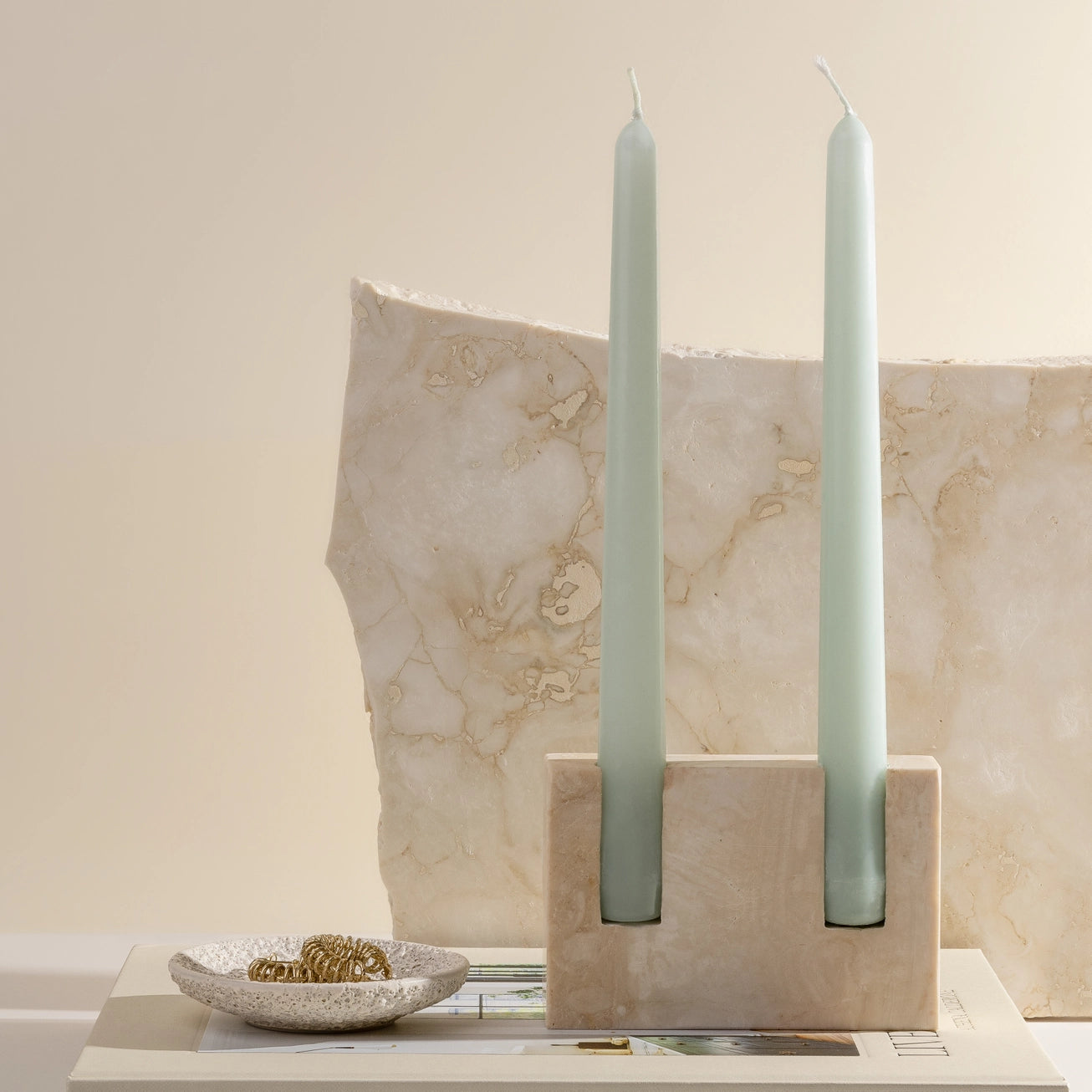 Travertine Candlestick Holder